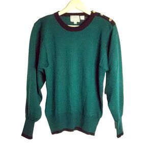 Vintage Career Guild Medium Green Wool blend Sweater long sleeve balloon sleeves